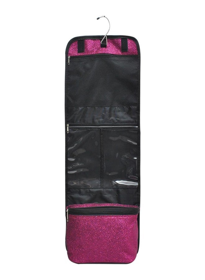 NGIL Glitter Travel Hanging Toiletry Bag for Cheerleaders and Dance Teams, Toiletry Organizer and Toiletry Bag for Women, Cosmetic Travel Bag(Glitter-Hot Pink) - Image 1